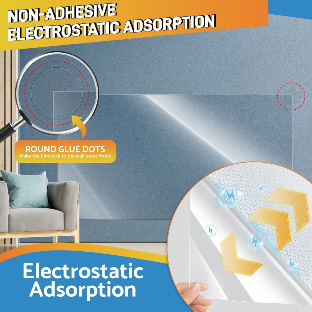 Self-Adhesive Transparent Electrostatic Wall Protection Film | Buy 1 Get 1 Free