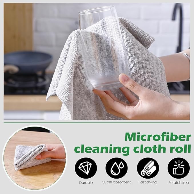 Reusable Microfiber Cleaning Cloth Roll (50 PCS)